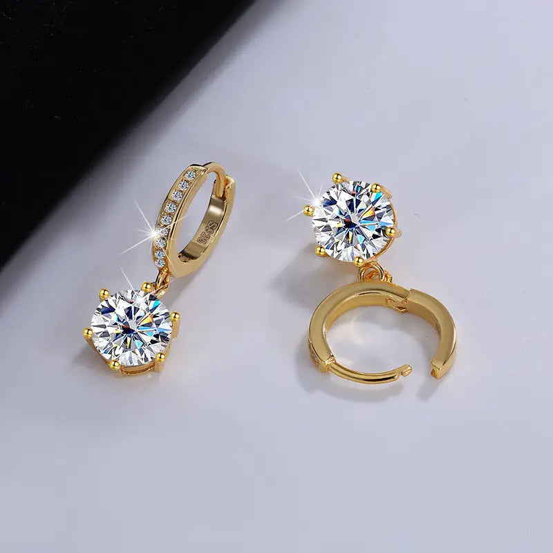 Moissanite Shine: Classic S925 Six-Claw Eardrops