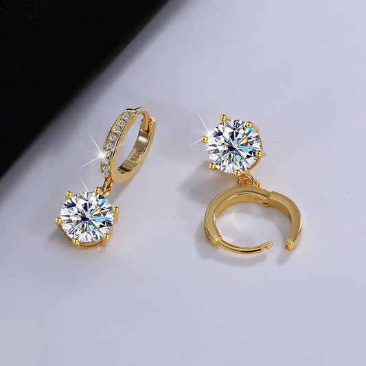 Moissanite Shine: Classic S925 Six-Claw Eardrops