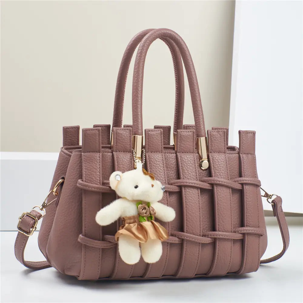 Multicolor Daily Outer Bag with Sandwich Pocket - Purple Leather / 28x14x18CM