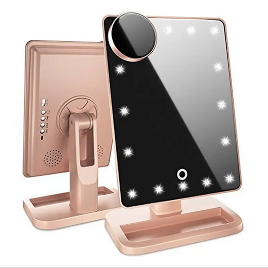 Multifunctional Makeup Mirror with Bluetooth Speaker and Magnifying Glass