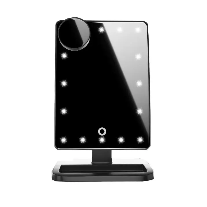 Multifunctional Makeup Mirror with Bluetooth Speaker and Magnifying Glass Black