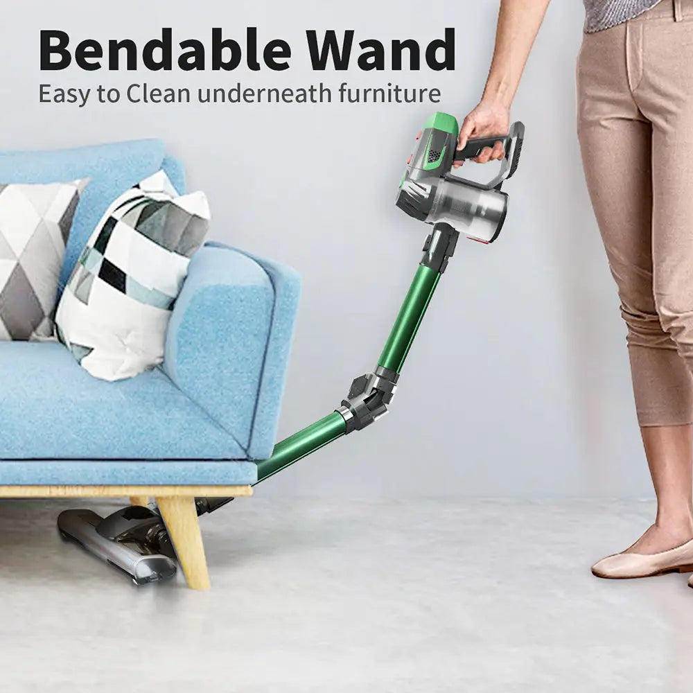 Multifunctional Vacuum Cleaner with LED Lighting and Dual Motors Green