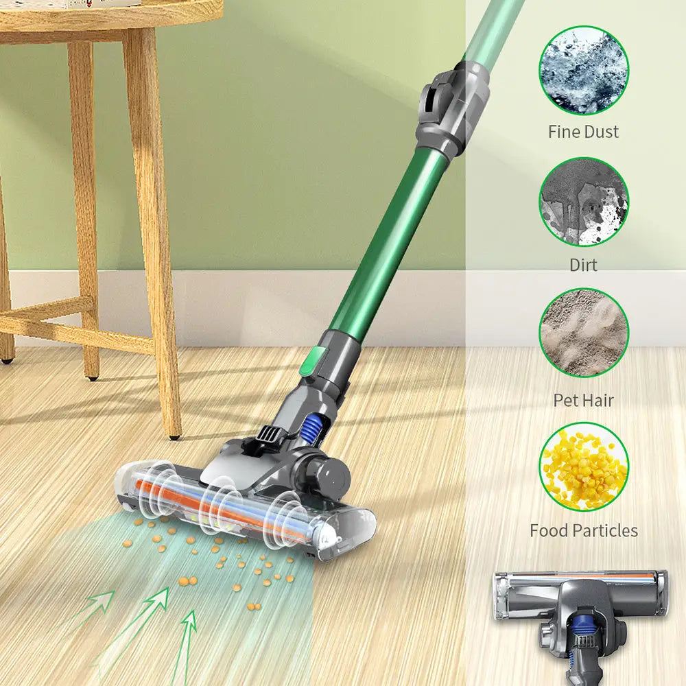 Multifunctional Vacuum Cleaner with LED Lighting and Dual Motors Green