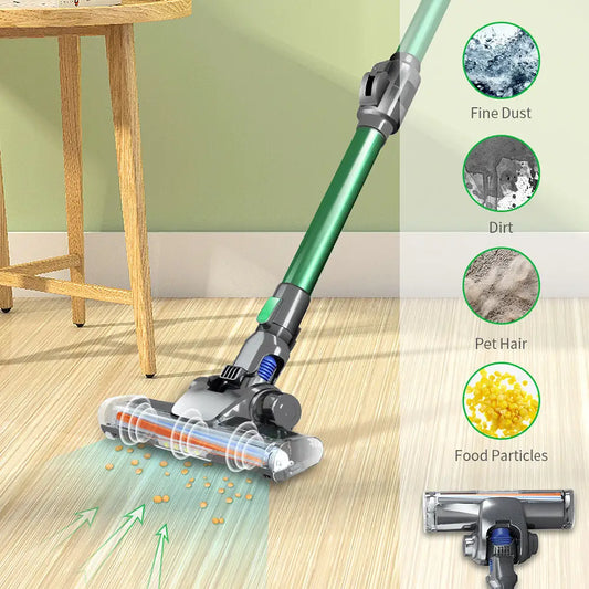 Multifunctional Vacuum Cleaner with LED Lighting and Dual Motors Green