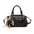 Neutral Soft PU Messenger Bag with Pendant and Mobile Phone Pocket - Black Ribbon Pendant