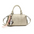 Neutral Soft PU Messenger Bag with Pendant and Mobile Phone Pocket - Beige Ribbon Pendant