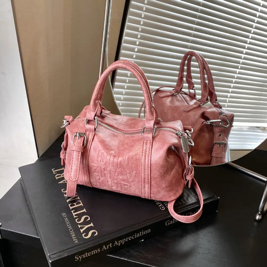 Neutral Soft PU Messenger Bag with Pendant and Mobile Phone Pocket
