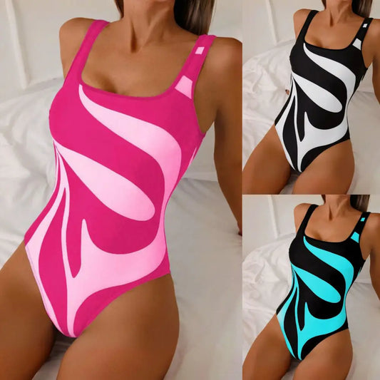 New One-piece Printed Suspender Women’s Swimsuit