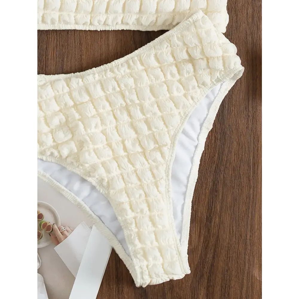 Nieuw effen damesbadpak met één schouder en hoge taille en split