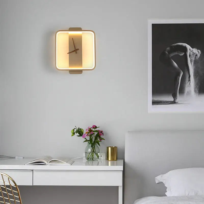Nordic LED Wall Lamp in Gold or Black Round and Square Styles