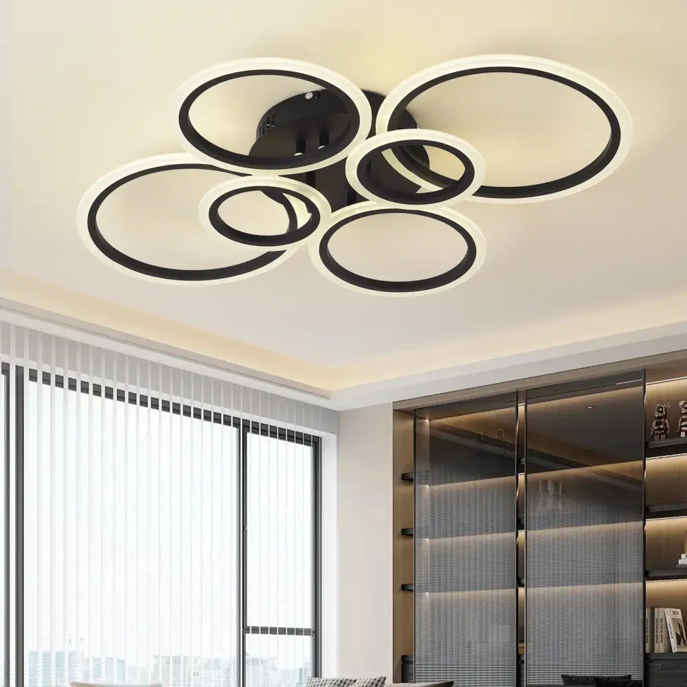 Nordic Six Circles Tricolor Bedroom Ceiling Light 76CM Wall Control