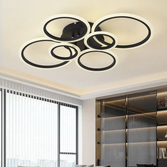 Nordic Six Circles Tricolor Bedroom Ceiling Light 76CM Wall Control