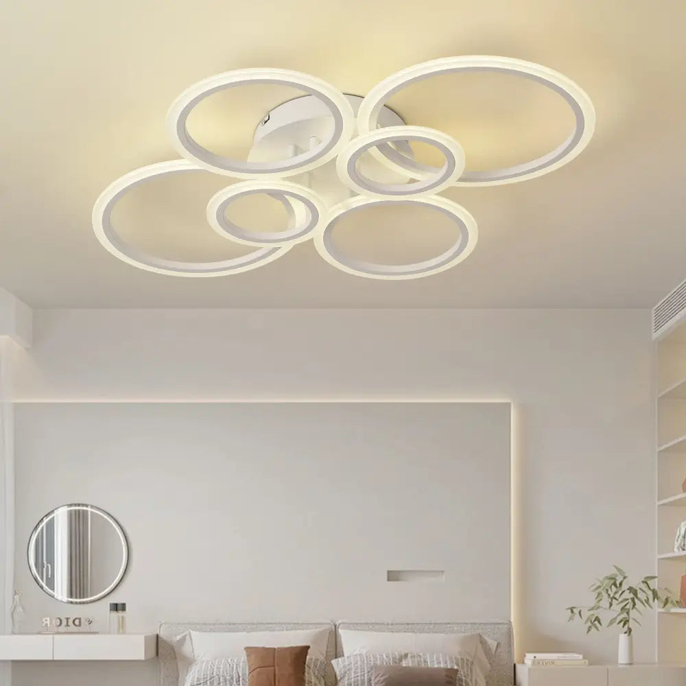 Nordic Six Circles Tricolor Bedroom Ceiling Light 76CM Wall Control