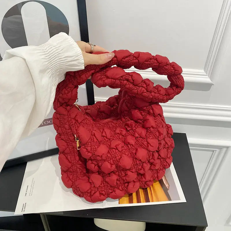 Nylon Daily Outer Bag with Soft Lining and Multiple Color Options - Purplish Red