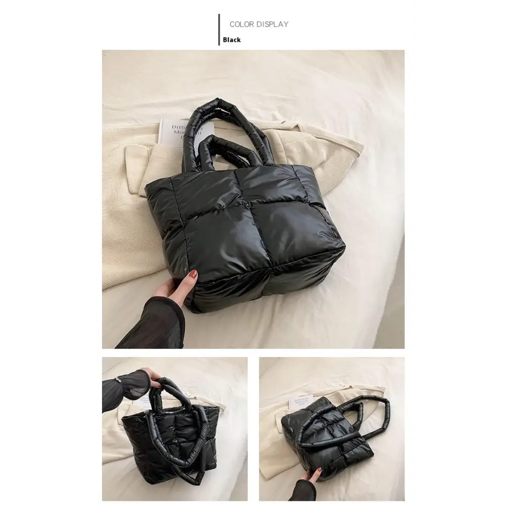 Nylon Horizontal Square Suitcase with Zippered Sandwich Pocket - Black