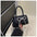 Nylon Lined Soft PU Square Bag with Internal Zipper and Sandwich Pocket - Black