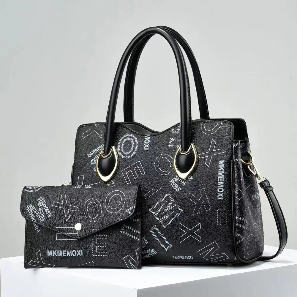 Nylon PU Suitcase Bucket Packing Bag Set in Multiple Colors - Black