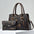Nylon PU Suitcase Bucket Packing Bag Set in Multiple Colors - Coffee