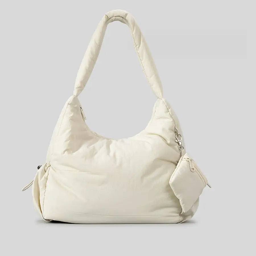 Nylon Single Shoulder Handbag for Leisure Travel - Beige