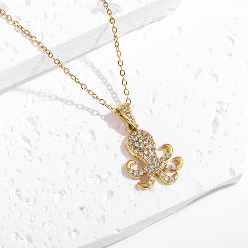 OceanGlow 18K Gold Necklace with Vibrant Shine - 18k Golden Octopus N0403G