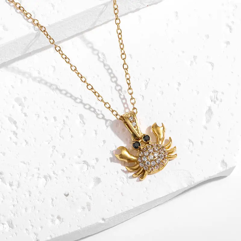 OceanGlow 18K Gold Necklace with Vibrant Shine - 18K Gold Sea Crab N0402G