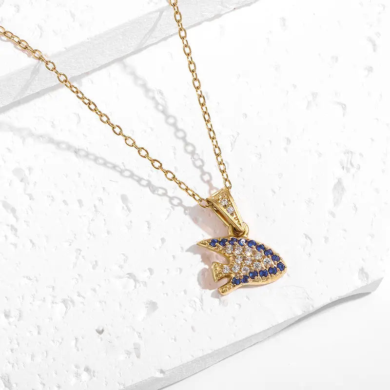 OceanGlow 18K Gold Necklace with Vibrant Shine - 18K Gold Sea Fish N0401G