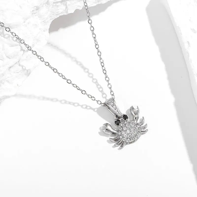 OceanGlow 18K Gold Necklace with Vibrant Shine - Steel Color Sea Crab N0402S