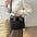 Oxford Cloth Horizontal Square Suitcase with Mobile Phone Pocket - Black