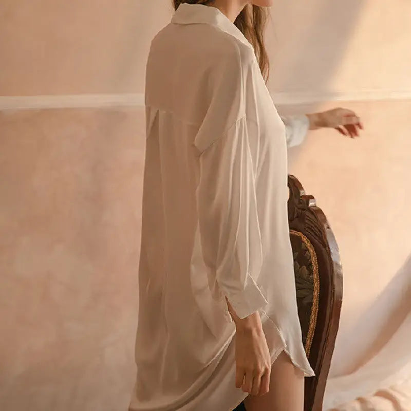 Pajamas Women’s Chiffon Shirt Underwear Uniform - 6067white / M