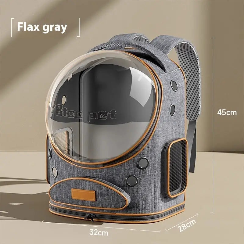 Panoramic Transparent Window Cat Backpack Denim Blue or Linen Gray Linen Gray / As Shown In The Figure