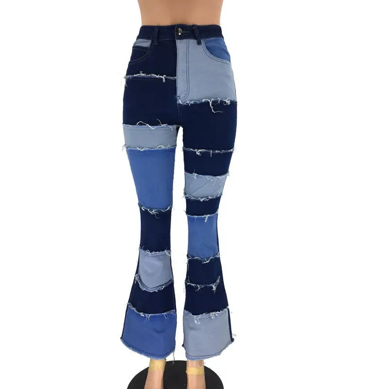 PatchFlare High-Rise Jeans: Artful Retro Vibes - Photo Color / 3XL