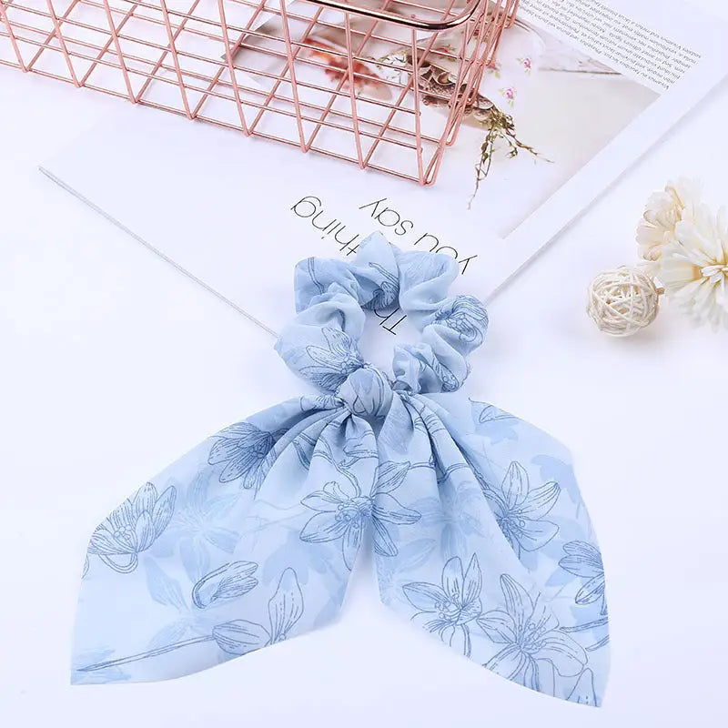Pearl Bow Intestine Hair Band - Blue