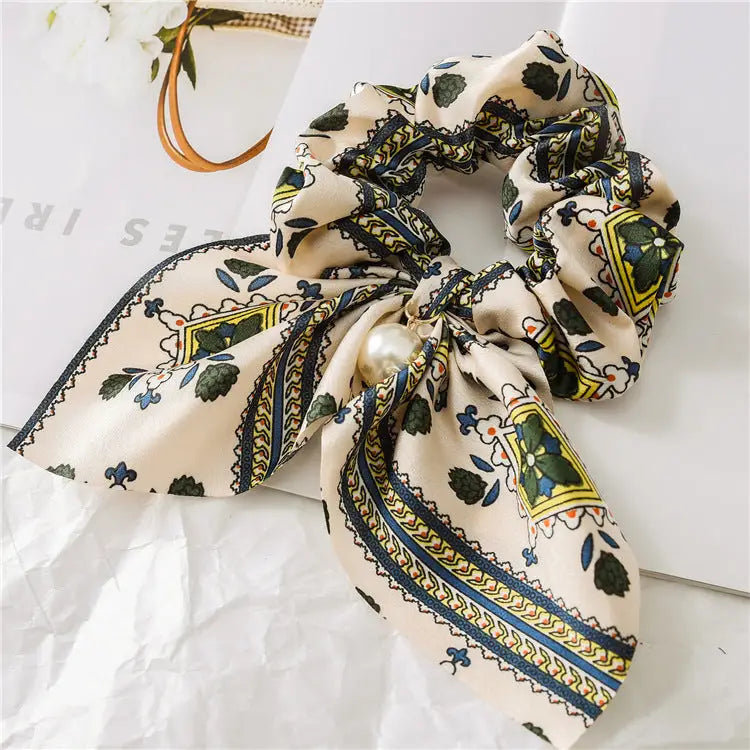 Pearl Bow Intestine Hair Band - E