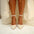 Pearl Ribbon Chunky Heels - Ivory White / 36