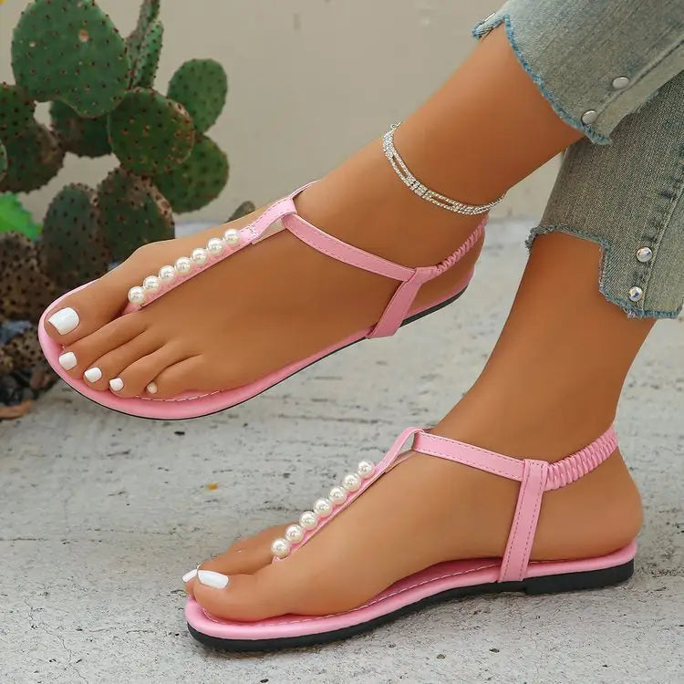Pearl T-Strap Sandals
