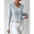 PearlWisp Knit: Elegant Wooden Ear Cardigan - Light Blue / S