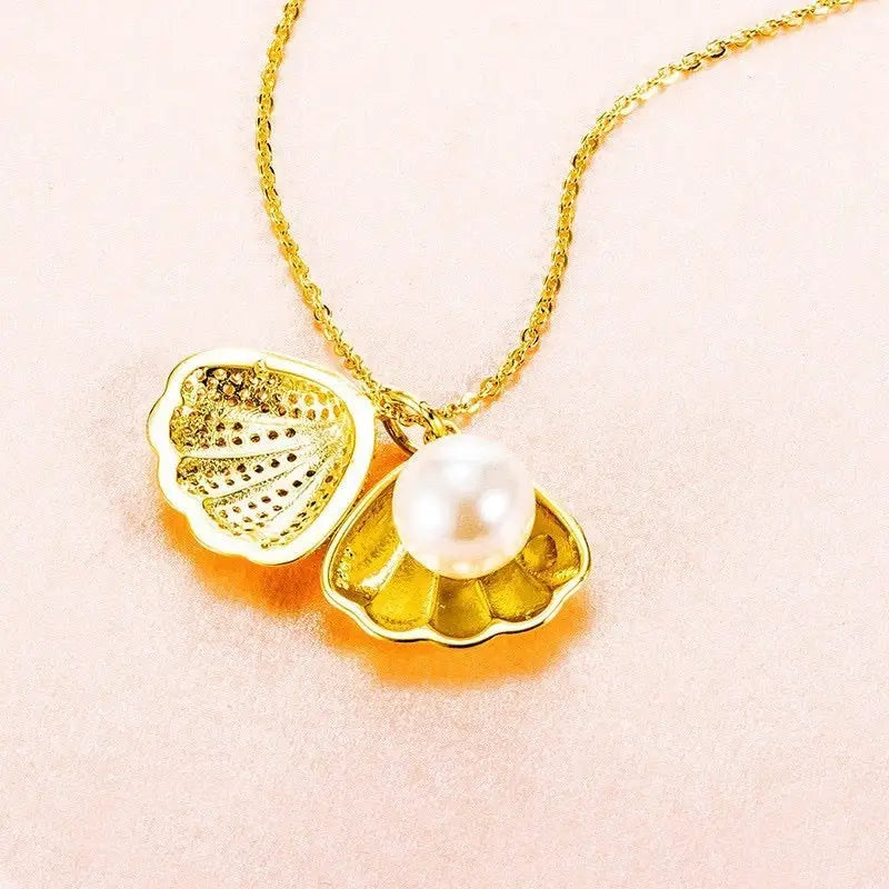 PearlZir Sparkle Necklace with Shell Rhinestones - Shell