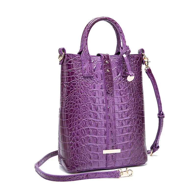 PG-396 PU Suitcase Square Vertical Shoulder Bag Multiple Colors - Purplish Red