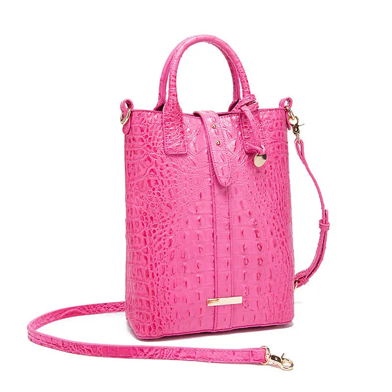 PG-396 PU Suitcase Square Vertical Shoulder Bag Multiple Colors - Rose Red