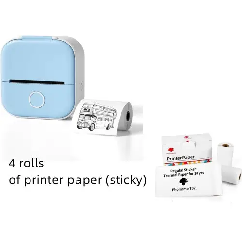Phomemo T02 Mini Inkless Pocket Printer with Extensive Question Banks Blue set / USB