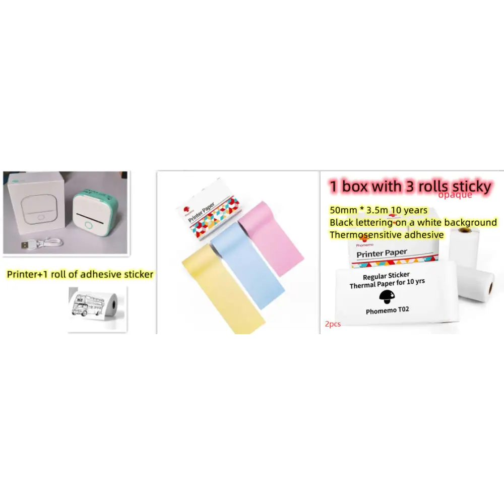 Phomemo T02 Mini Inkless Pocket Printer with Extensive Question Banks Set5 / USB