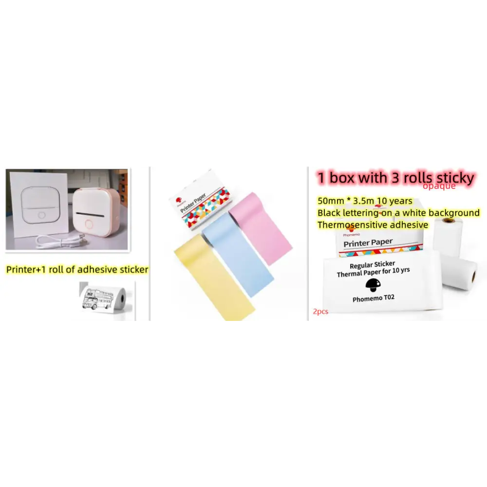 Phomemo T02 Mini Inkless Pocket Printer with Extensive Question Banks Set6 / USB