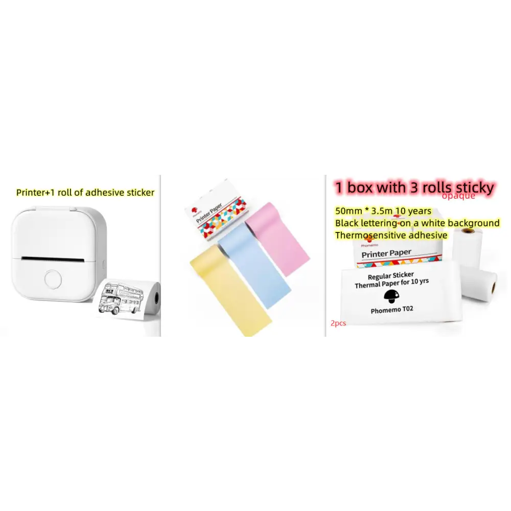 Phomemo T02 Mini Inkless Pocket Printer with Extensive Question Banks Set7 / USB