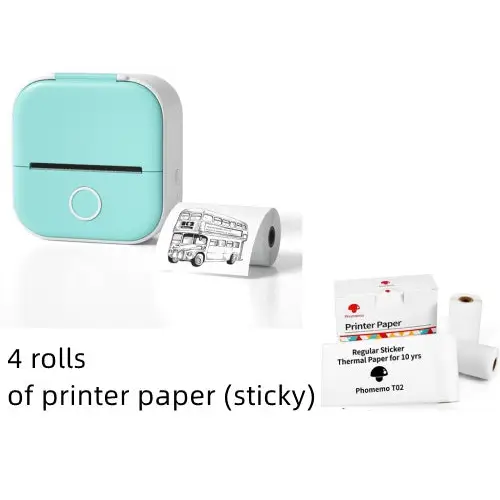 Phomemo T02 Mini Inkless Pocket Printer with Extensive Question Banks All green set / USB