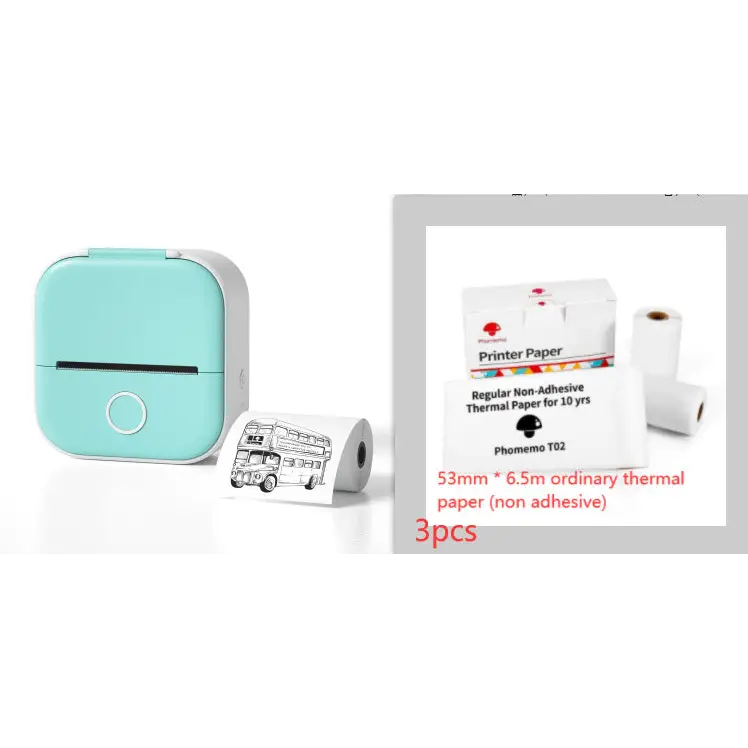 Phomemo T02 Mini Inkless Pocket Printer with Extensive Question Banks All green set2 / USB