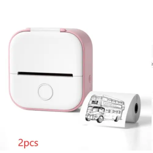 Phomemo T02 Mini Inkless Pocket Printer with Extensive Question Banks Pink 2pcs / USB
