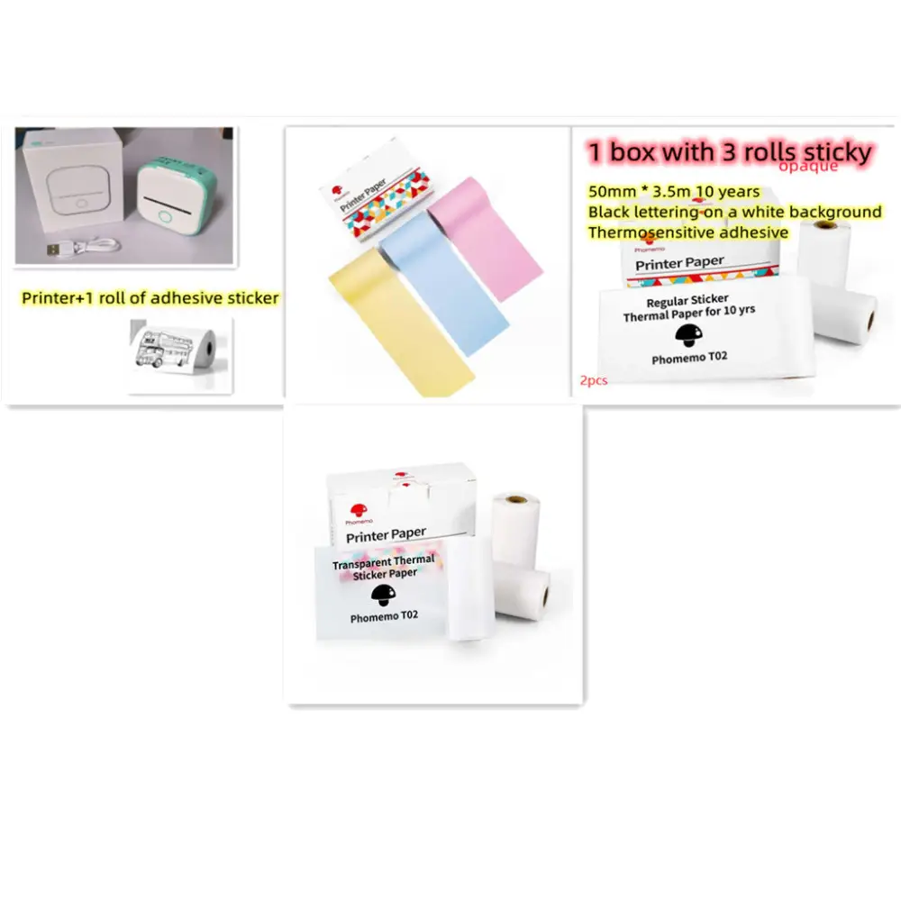 Phomemo T02 Mini Inkless Pocket Printer with Extensive Question Banks Set9 / USB