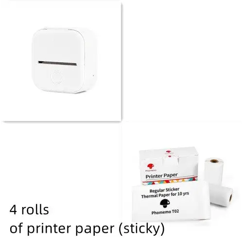 Phomemo T02 Mini Inkless Pocket Printer with Extensive Question Banks White set / USB