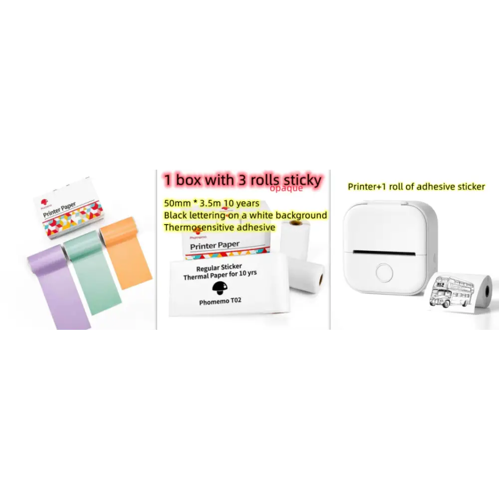 Phomemo T02 Mini Inkless Pocket Printer with Extensive Question Banks White setE / USB