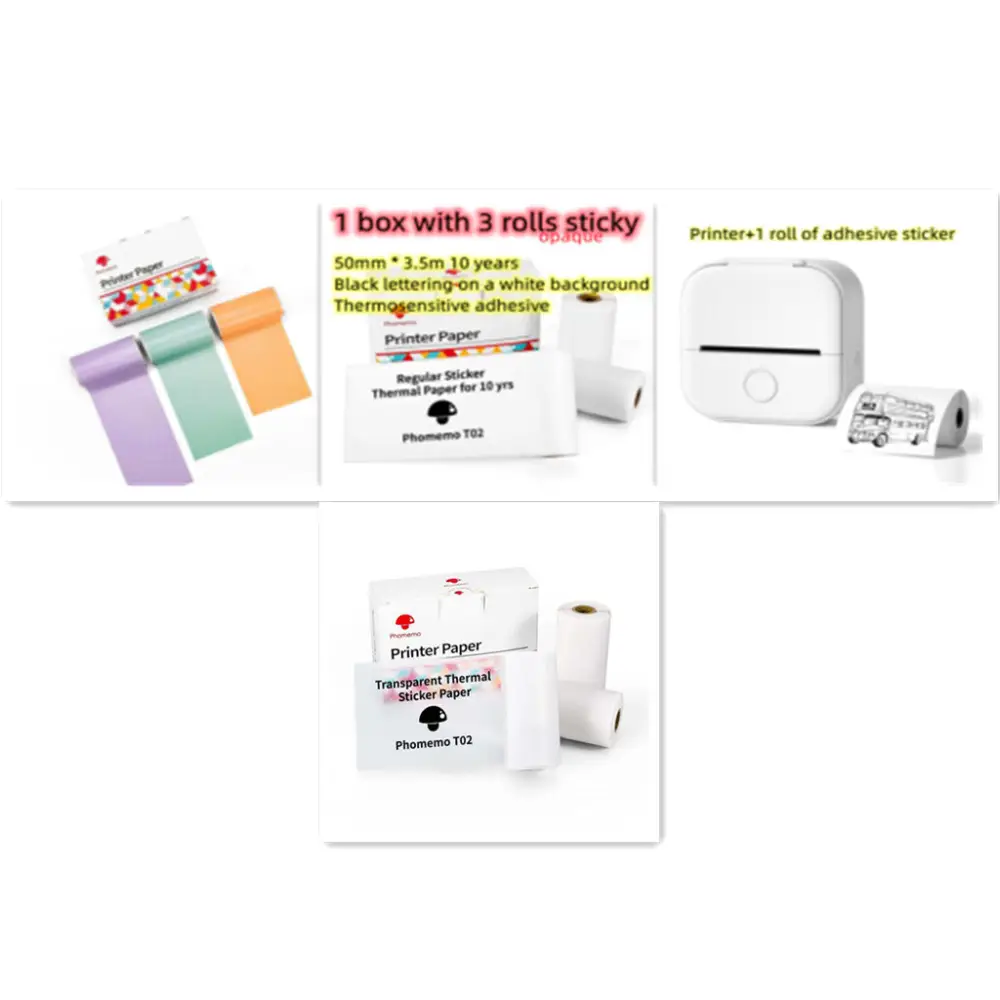 Phomemo T02 Mini Inkless Pocket Printer with Extensive Question Banks Set11 / USB